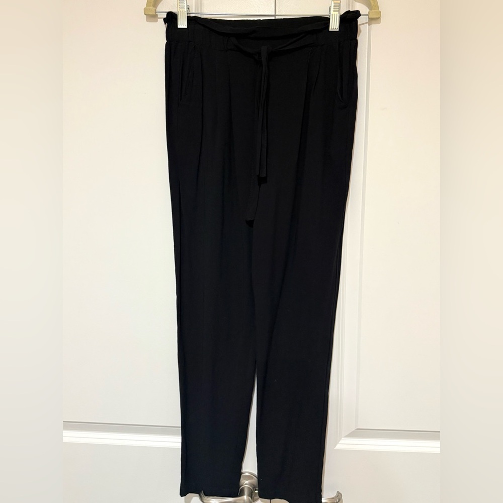 Ambiance Black Straight-Leg Drawstring Pants With Pockets 💯% Rayon